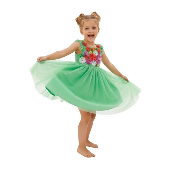 Mini Boden Other - Mini Boden Girls Embellished Floral Applique Tulle Dress Size 6-7Y Party Fairy